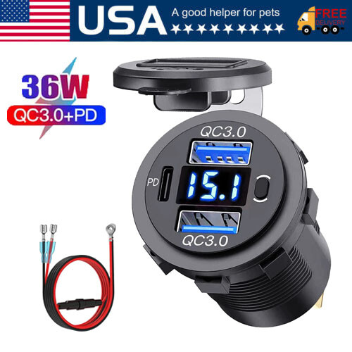 12v 24v qc3 0 - dual, usb
